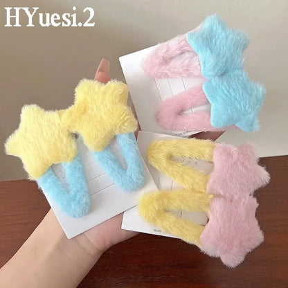 Kawaii Plush Star Pastel Hair Clips