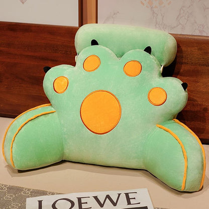 Kawaii Soft Cat Paw Reading Pillow in Green