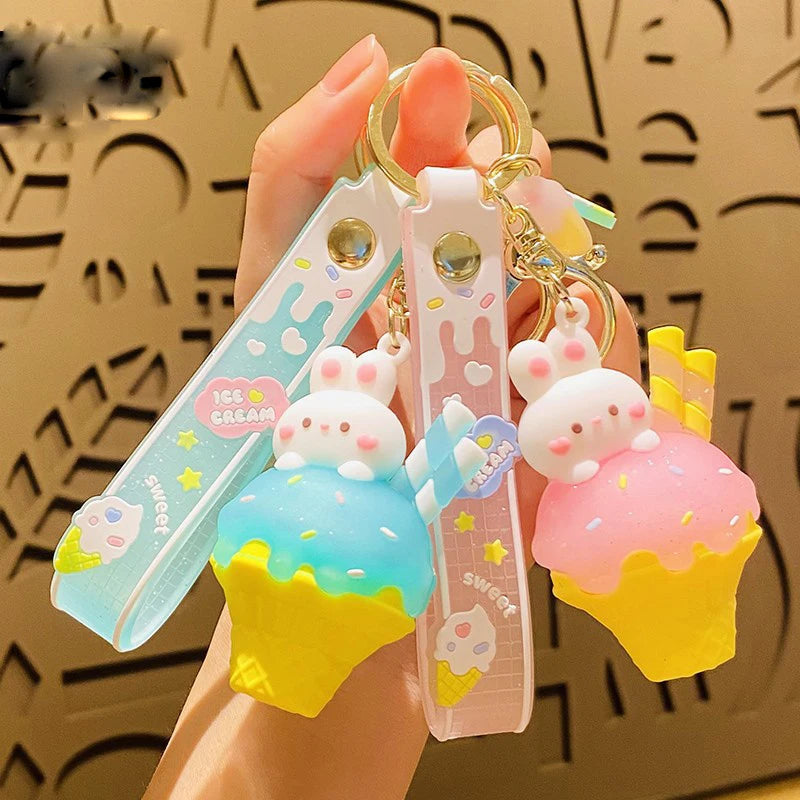 Kawaii Ice Cream Bunny Key Chains – Kore Kawaii
