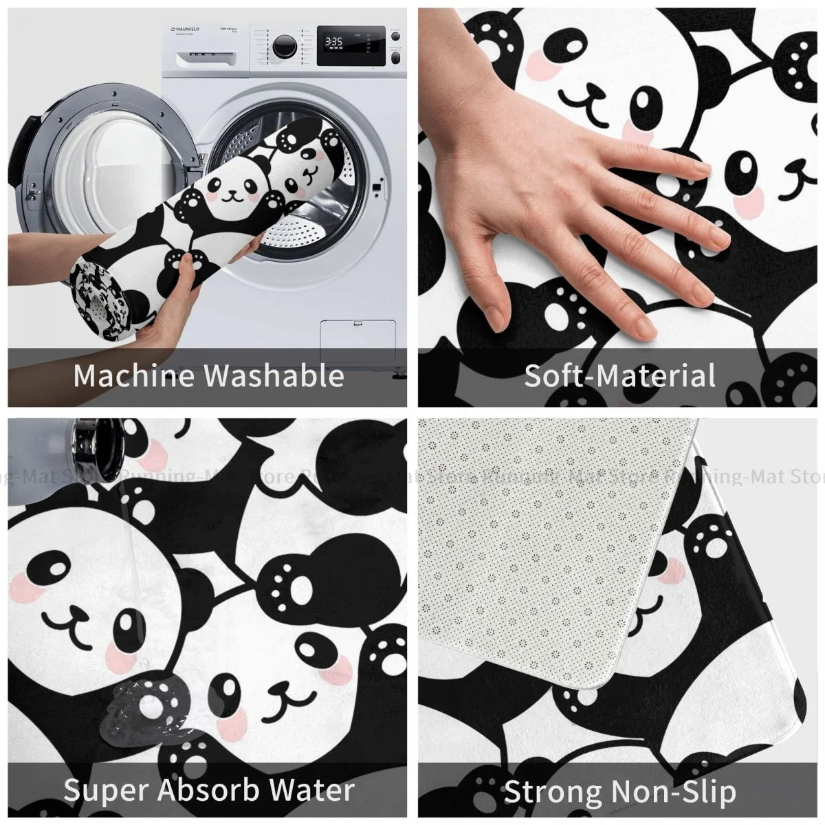 Playful Pandas Non-Slip Bath Mat