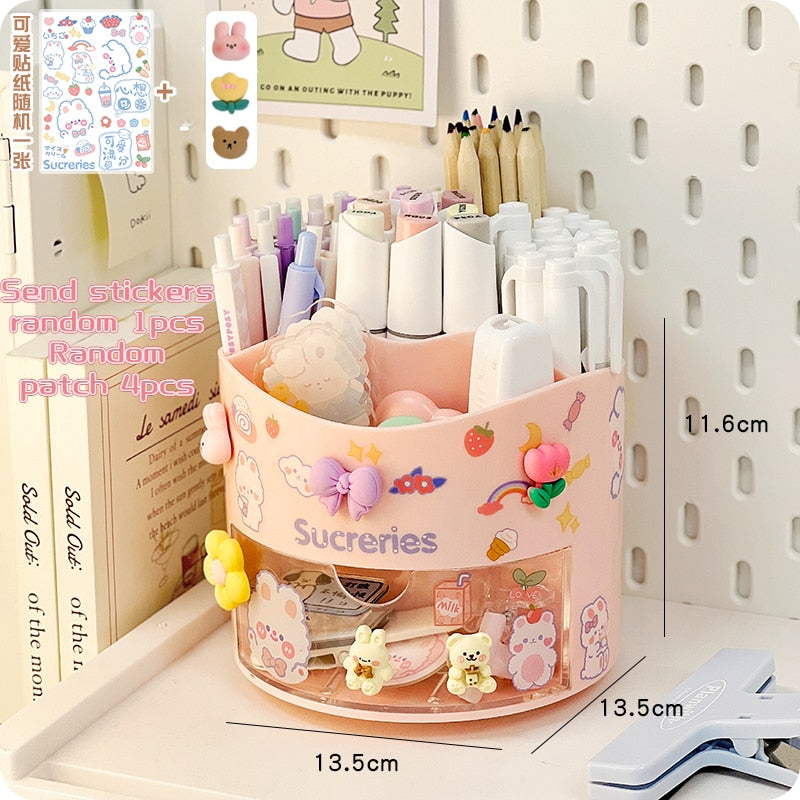 Kawaii Rotating Pen Holder in Pink