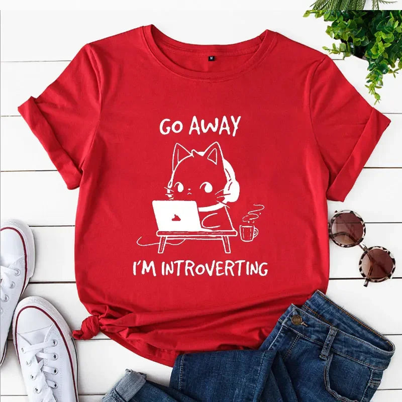 "Go Away I'm Introverting" Cat T-Shirt