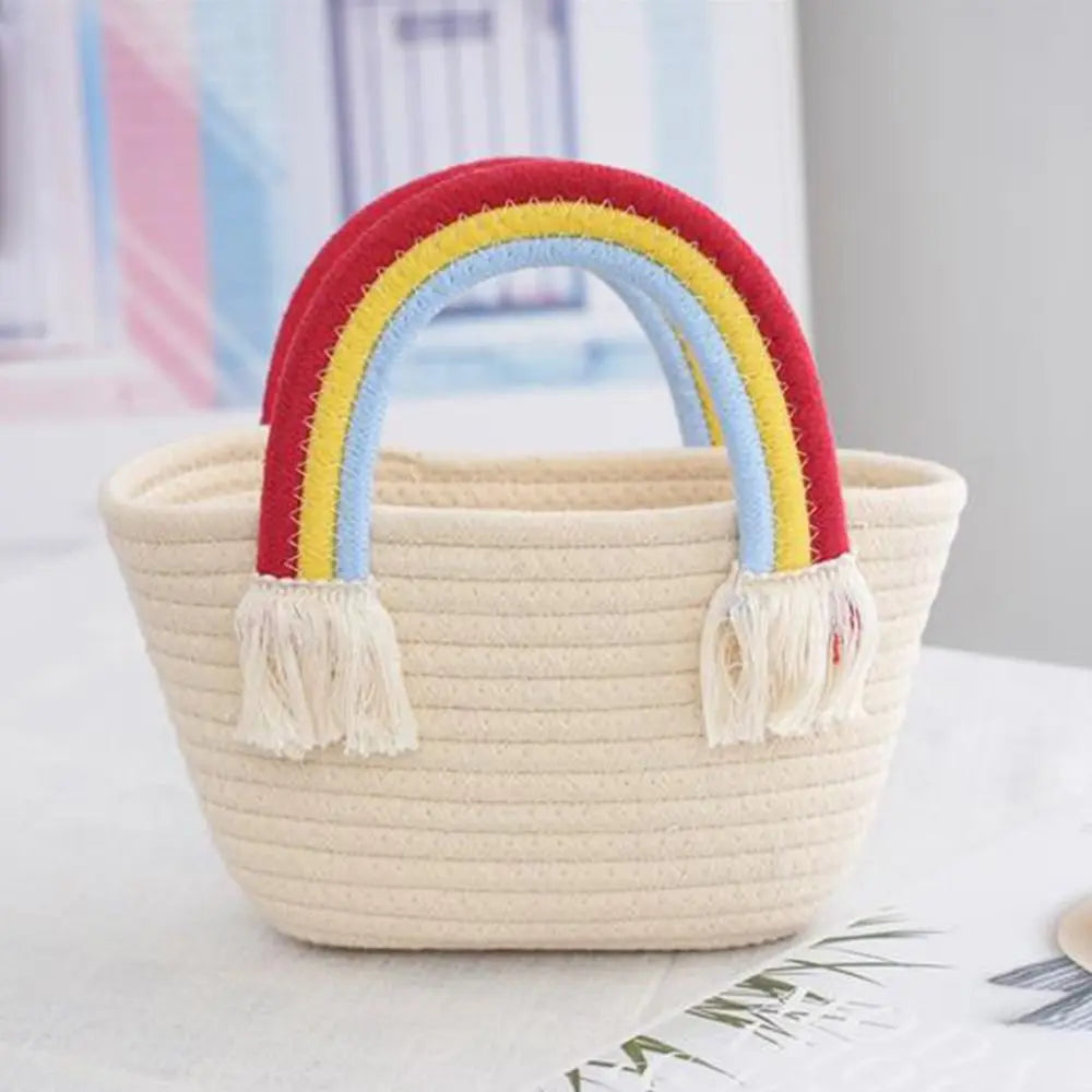 Rainbow Handle Tote Handbag