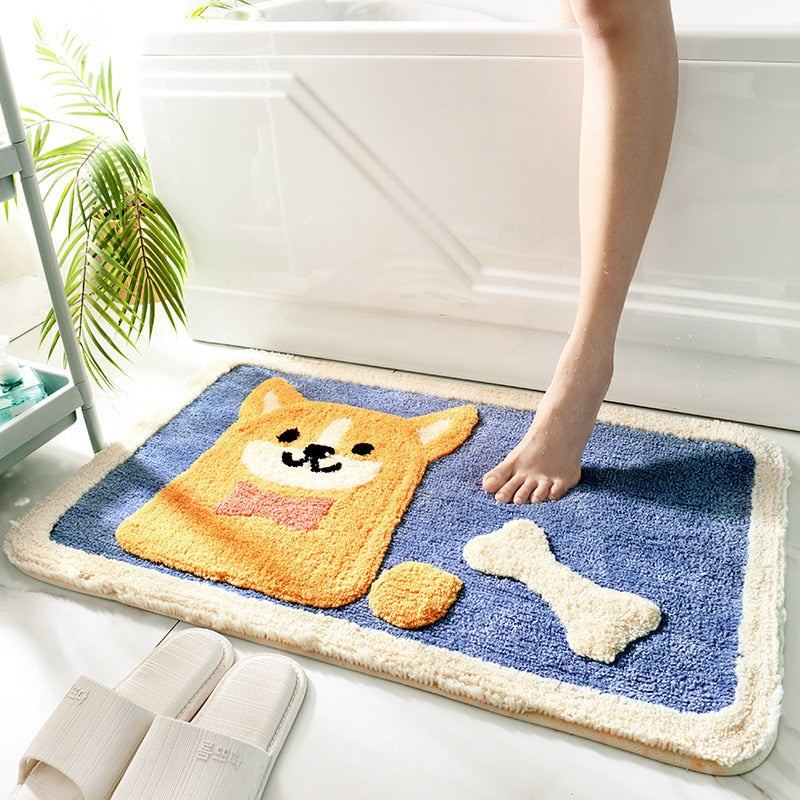 Kawaii Shiba Inu Absorbent Bathroom Doormat