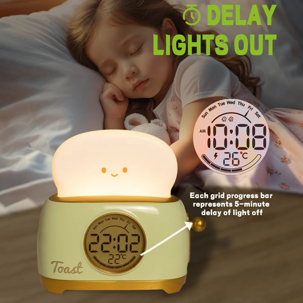 Kawaii Toaster Night Light Alarm Clock