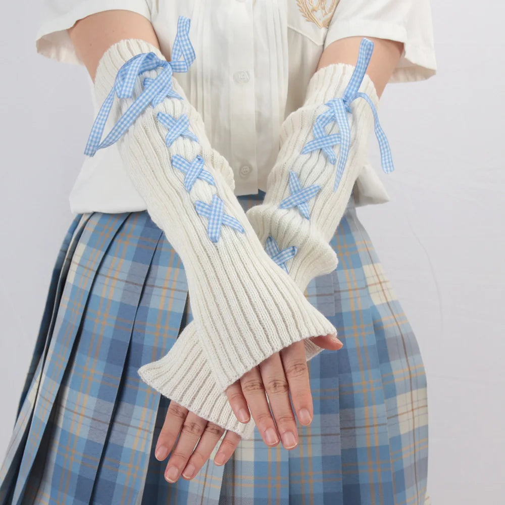 Lovely Ribbon Knit Arm Warmers