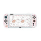 Gaming console with a decorative case featuring cartoon characters on a white background