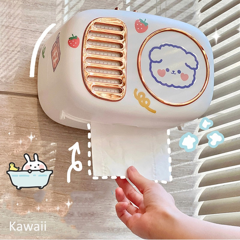 Kawaii Toilette Paper Dispenser Box in White