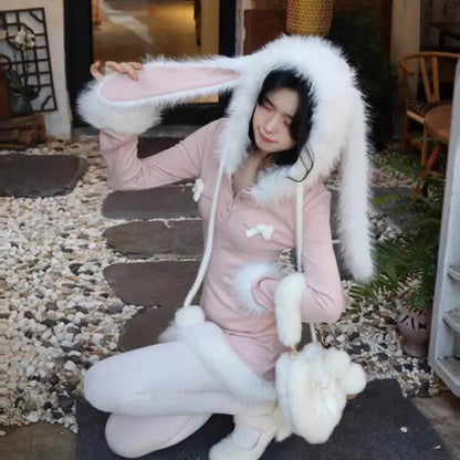 Bunny Ears Hooded Winter Dress