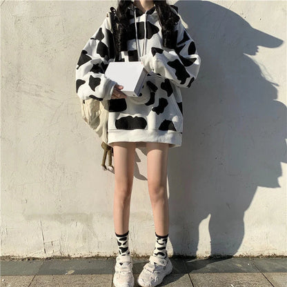 Cute Cow Pattern Print Hoodie