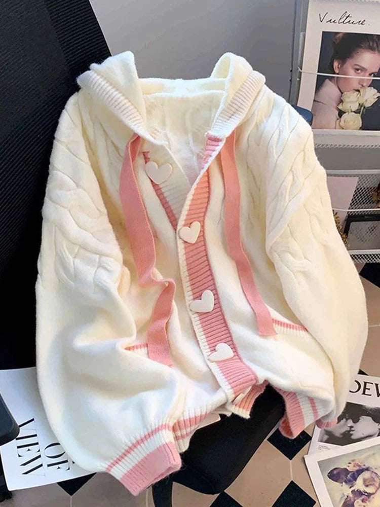 Sweet Hearts Hooded Cardigan