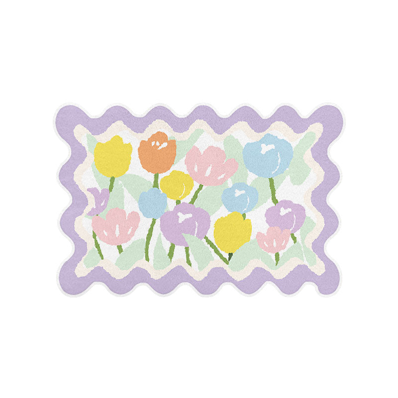 Kawaii Pastel Tulips Floor Rug