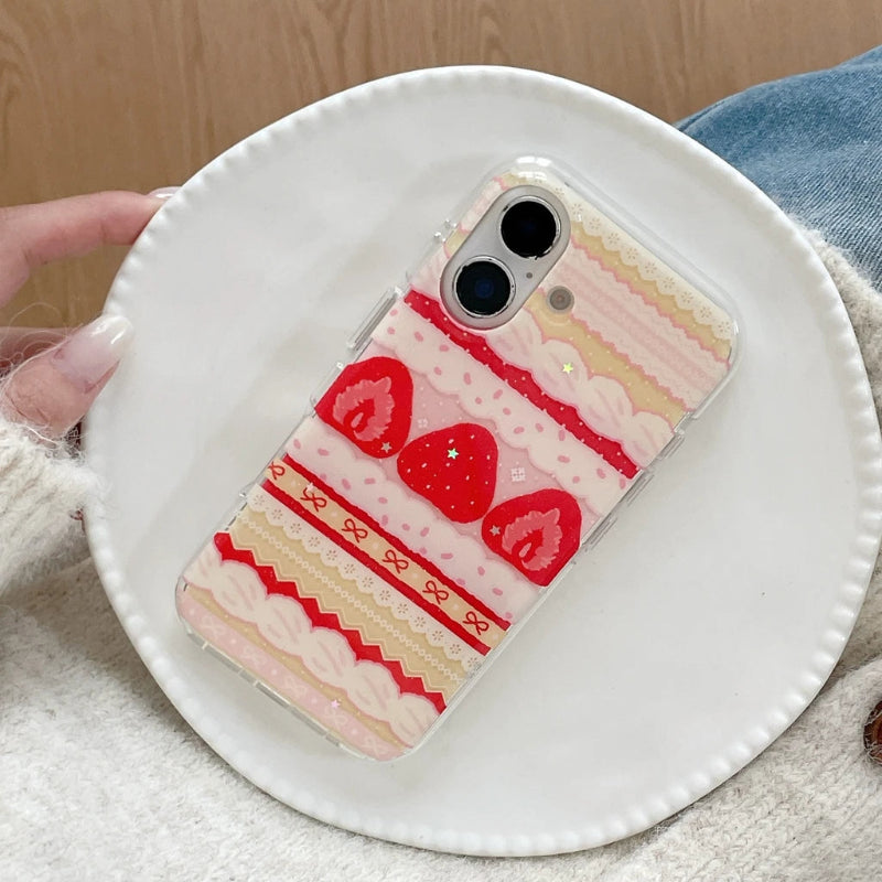 Kawaii Strawberries & Cream Cake Samsung Phone Case, this image is showing the strawberry red option for this phone.