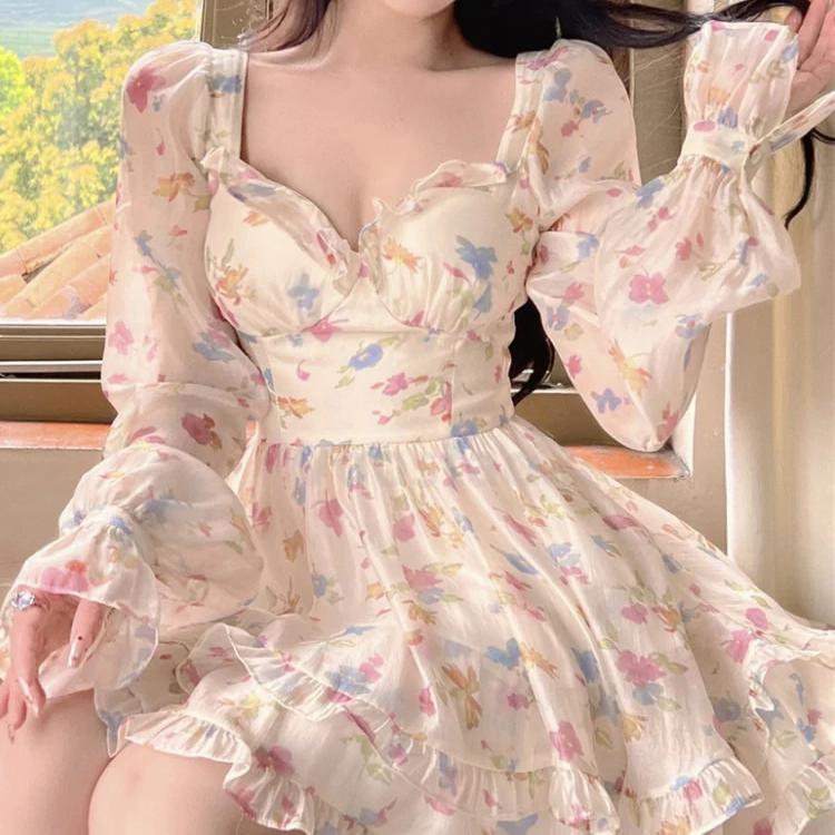 Kawaii Floral Chiffon Dress