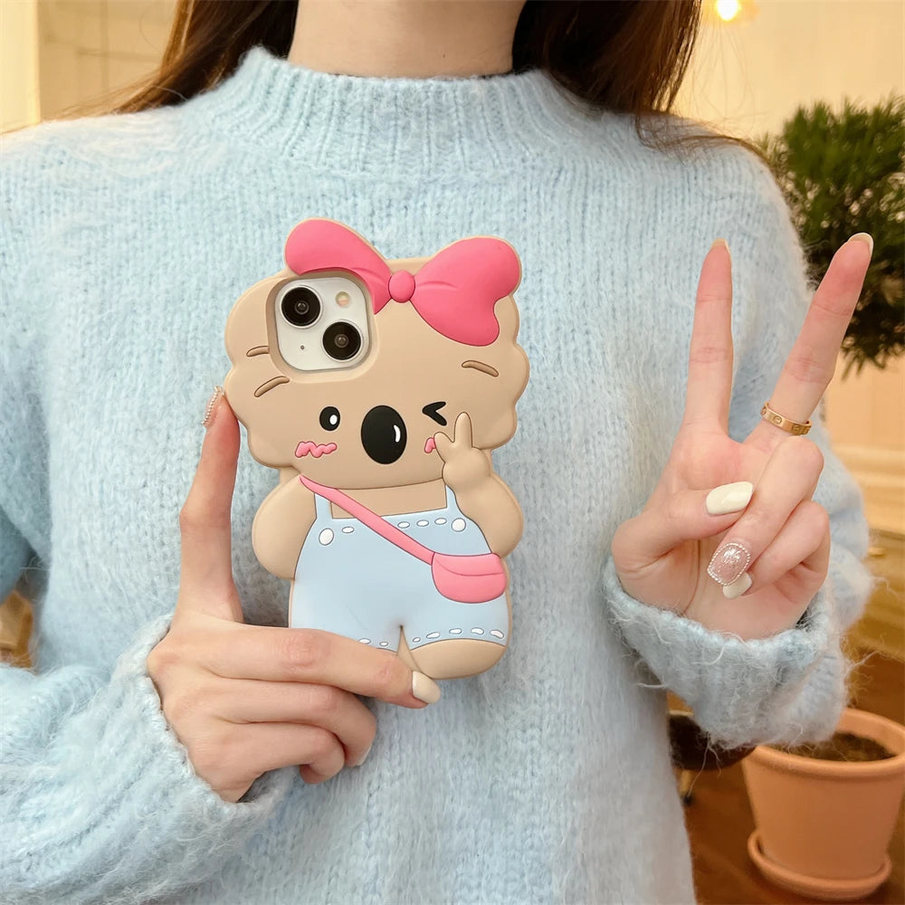 Kawaii Pink Bow Koala iPhone Case