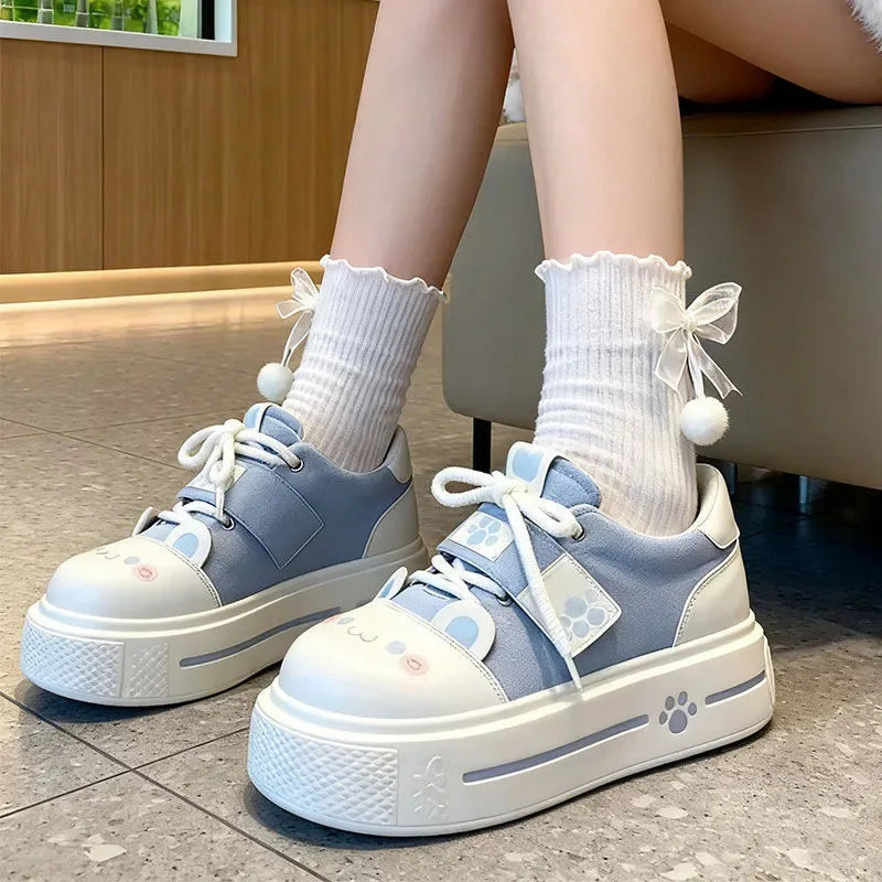 靴 Yukina Kawaii Kawaii Neko Platform Sneakers | Cat Chunky Shoes | Kore Kawaii