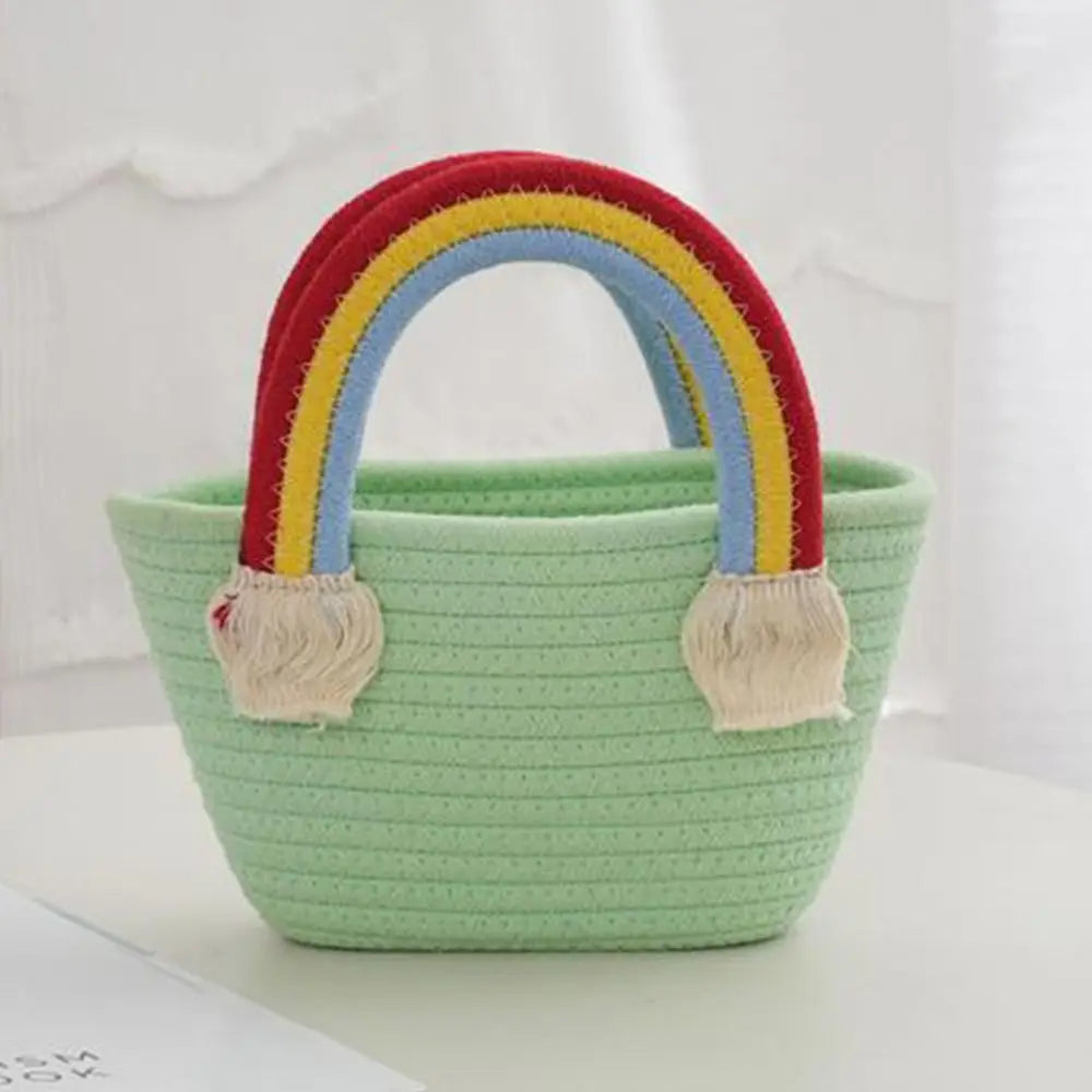 Rainbow Handle Tote Handbag