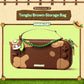 Brown storage bag with cat-themed design on a green background