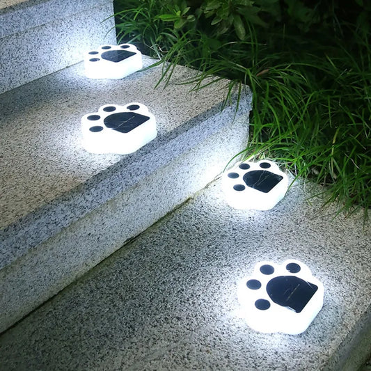 Outdoor Solar Powered Cat Paw Lights