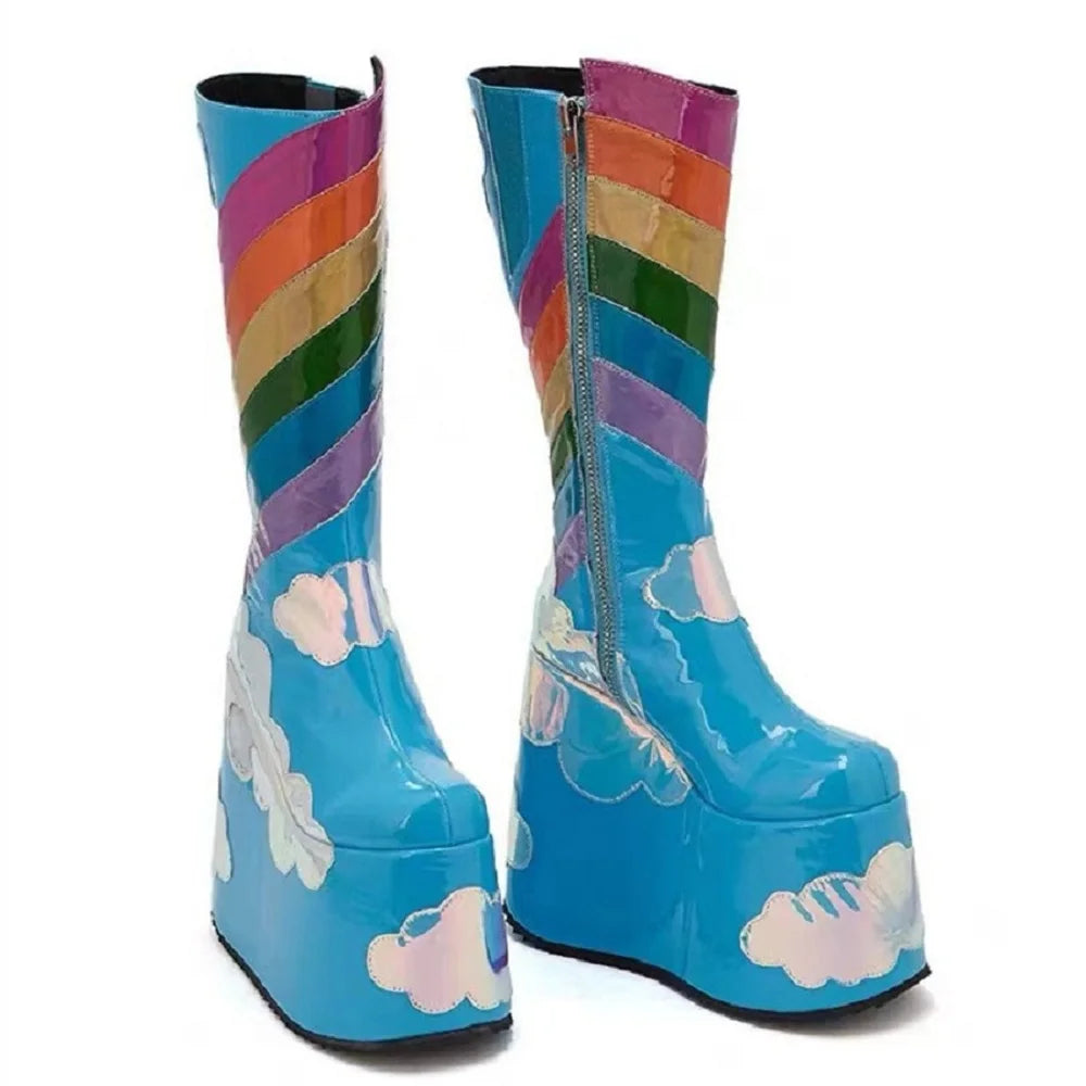 Rainbow Clouds Platform Boots