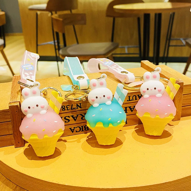 Ice Cream Bunny Key Chains