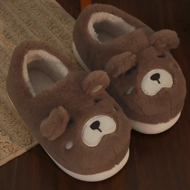 Fuzzy Teddy Bear Slippers
