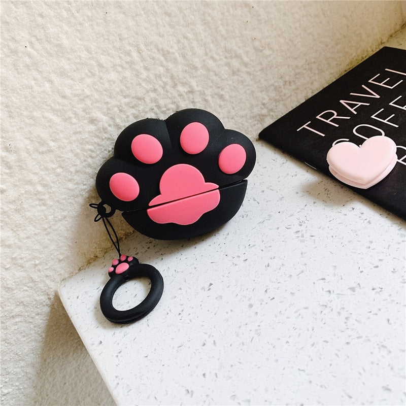 Kawaii Black Cat Paw Airpods Case