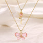 Kawaii Enchanting Butterfly Rose Necklace in the pink color 