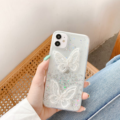 Kawaii Clear Glitter Star Butterfly iPhone Case