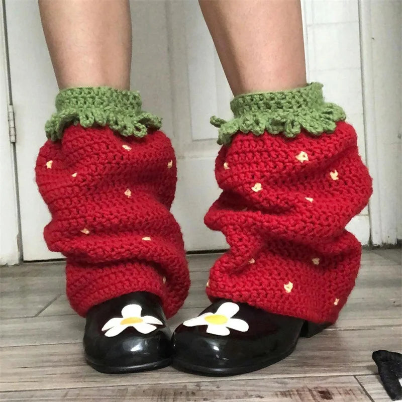 Strawberry Knit Leg Warmers