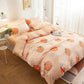 cute checkered fabric with a cartoon ducky on an orange background