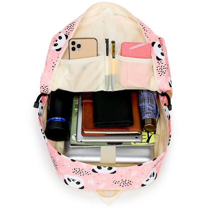 Pink Panda Print Backpack Set