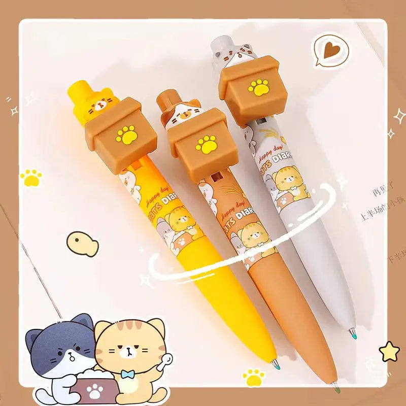 Kawaii Peek-a-Boo Cat Pens, positioned in front of a white background.