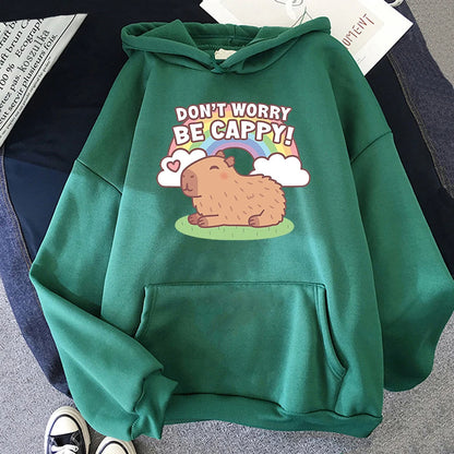 "Don't Worry Be Cappy" Capybara Hoodie