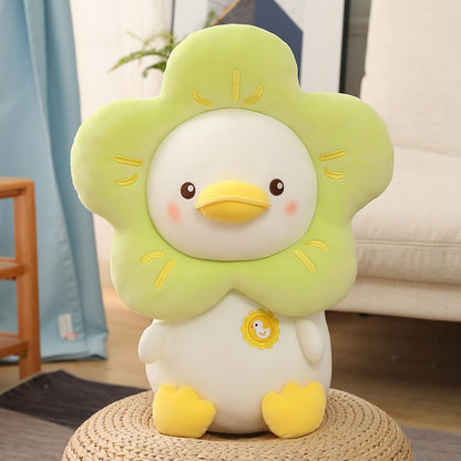 Kawaii Green Flower Duck Plushie