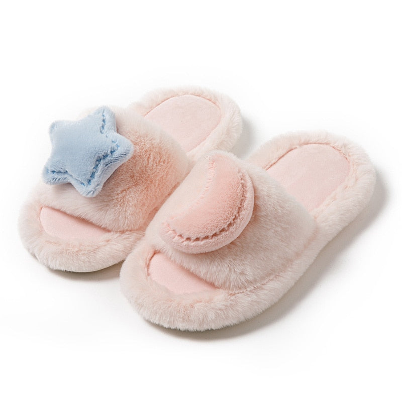 Kawaii Moon & Star Cotton Slippers