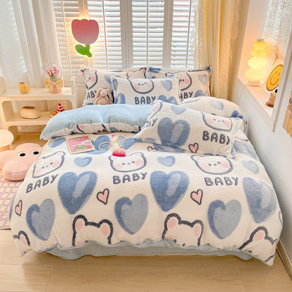 Kawaii Winter Flannel Duvet Cover