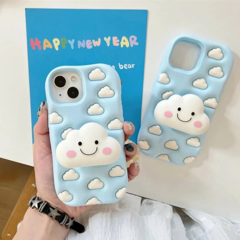 Rear view of the Kawaii iPhone case held by a woman 