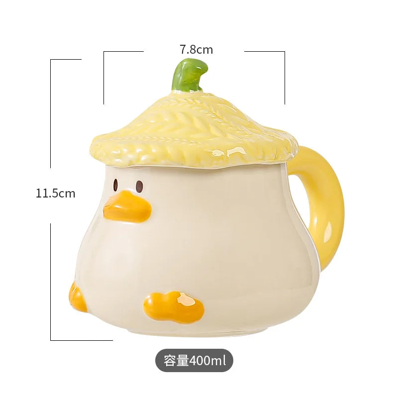 Kawaii Duck Mud with Lid with size dimensions 