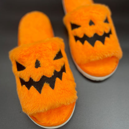 Kawaii Orange Halloween Pumpkin Slippers