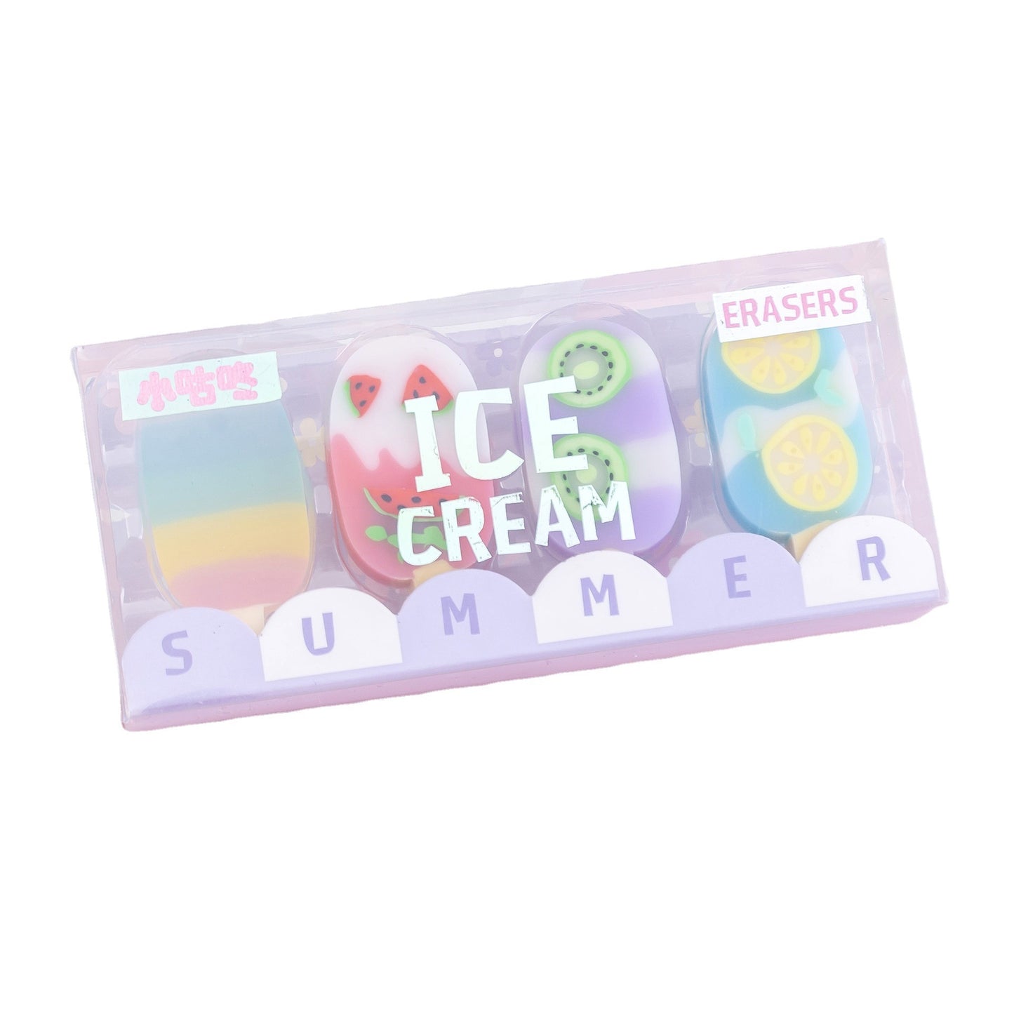 Kawaii 4 Pcs/Set Ice Cream Rubber Erasers