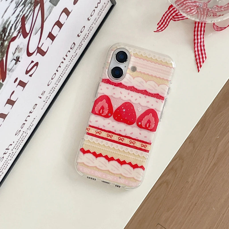 Kawaii Strawberries & Cream Cake Samsung Phone Case, this image is showing the strawberry red option for this phone.