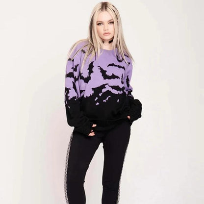 Spooky Bats Purple Sweater