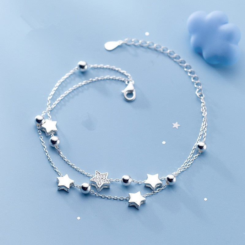 Kawaii 925 Sterling Silver Star Bracelet