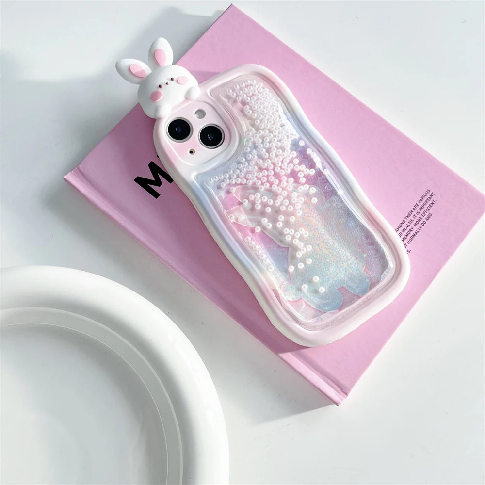 Pink Bunny Pearl Quicksand Case