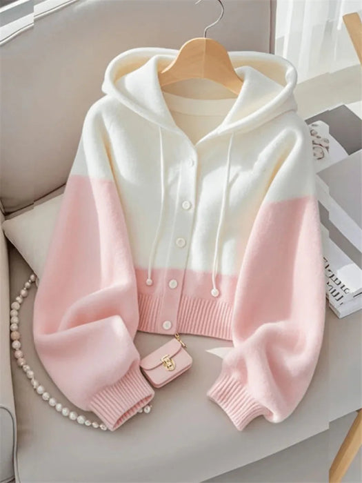 Kawaii Pink and White Cardigan Hoodie