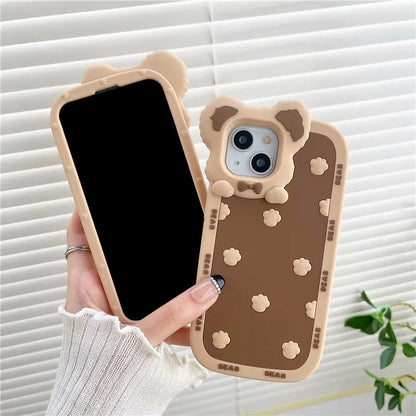 Cute Bear & Paw Prints iPhone Case