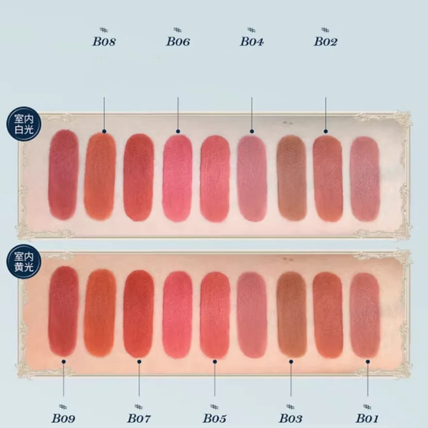 Lip color swatches 