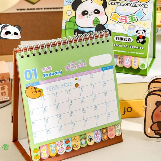 Inside of the Kawaii Panda 2026 Desk Calendar