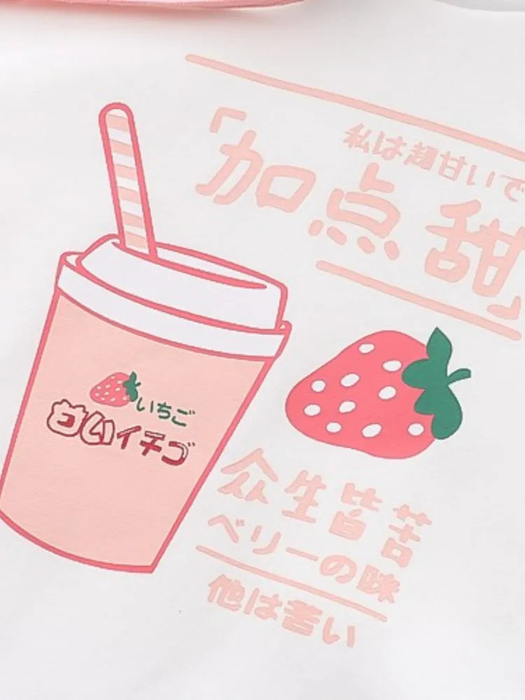 Harajuku Strawberry Print Hoodie